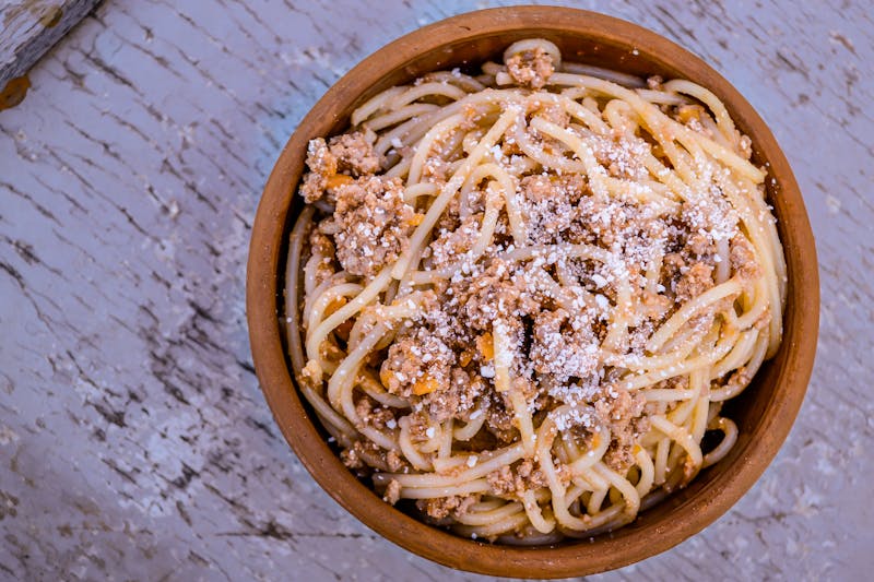 Spaghetti Bolognese with slow-simmered meat ragu at Marcos